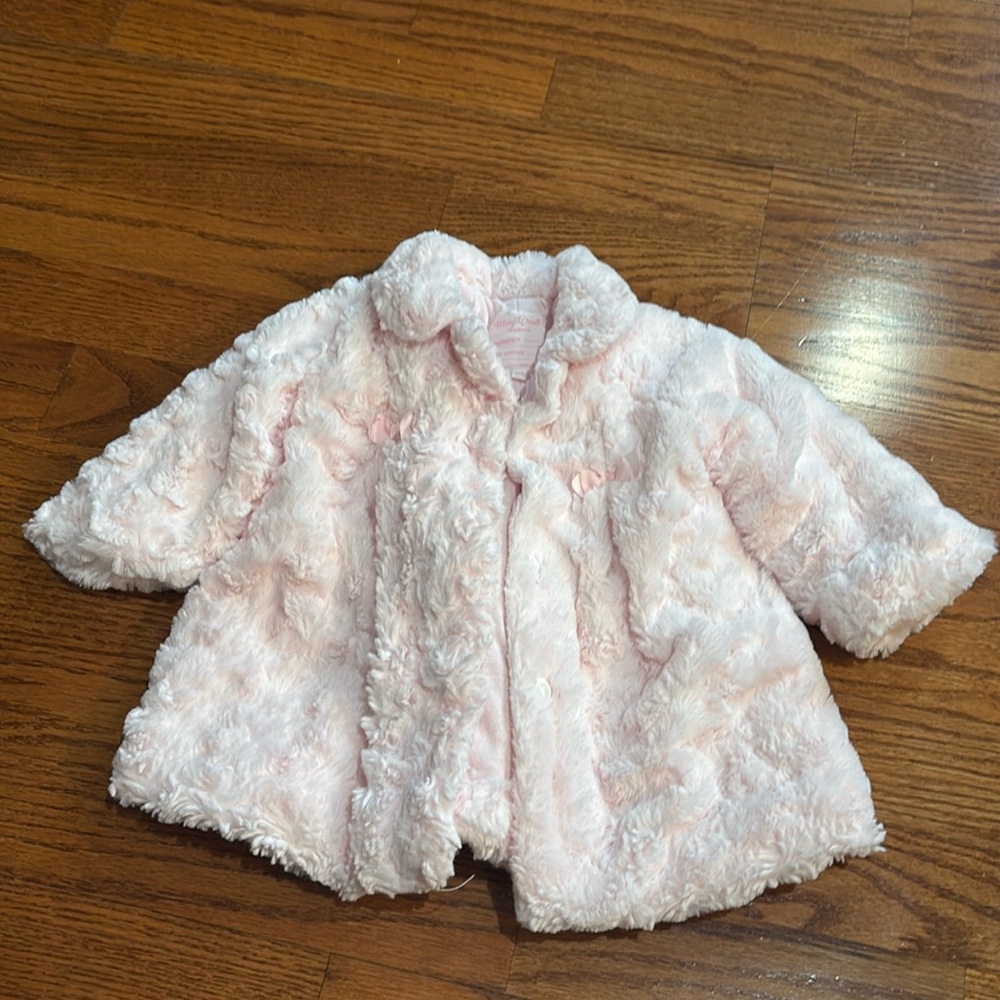Newborn baby girl fur coat EUC